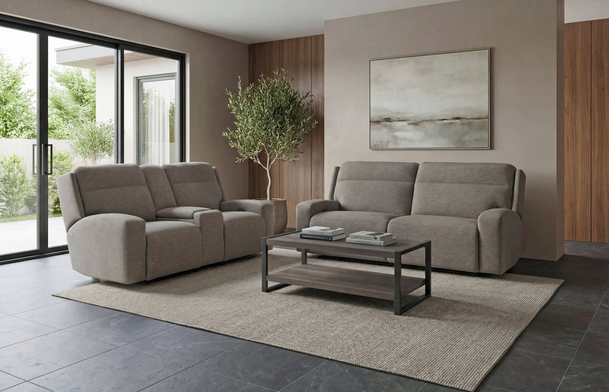 Caleb - Power Headrest Power Reclining Console Loveseat With Pop-Out Cupholders & Auto-Glide - Raisin