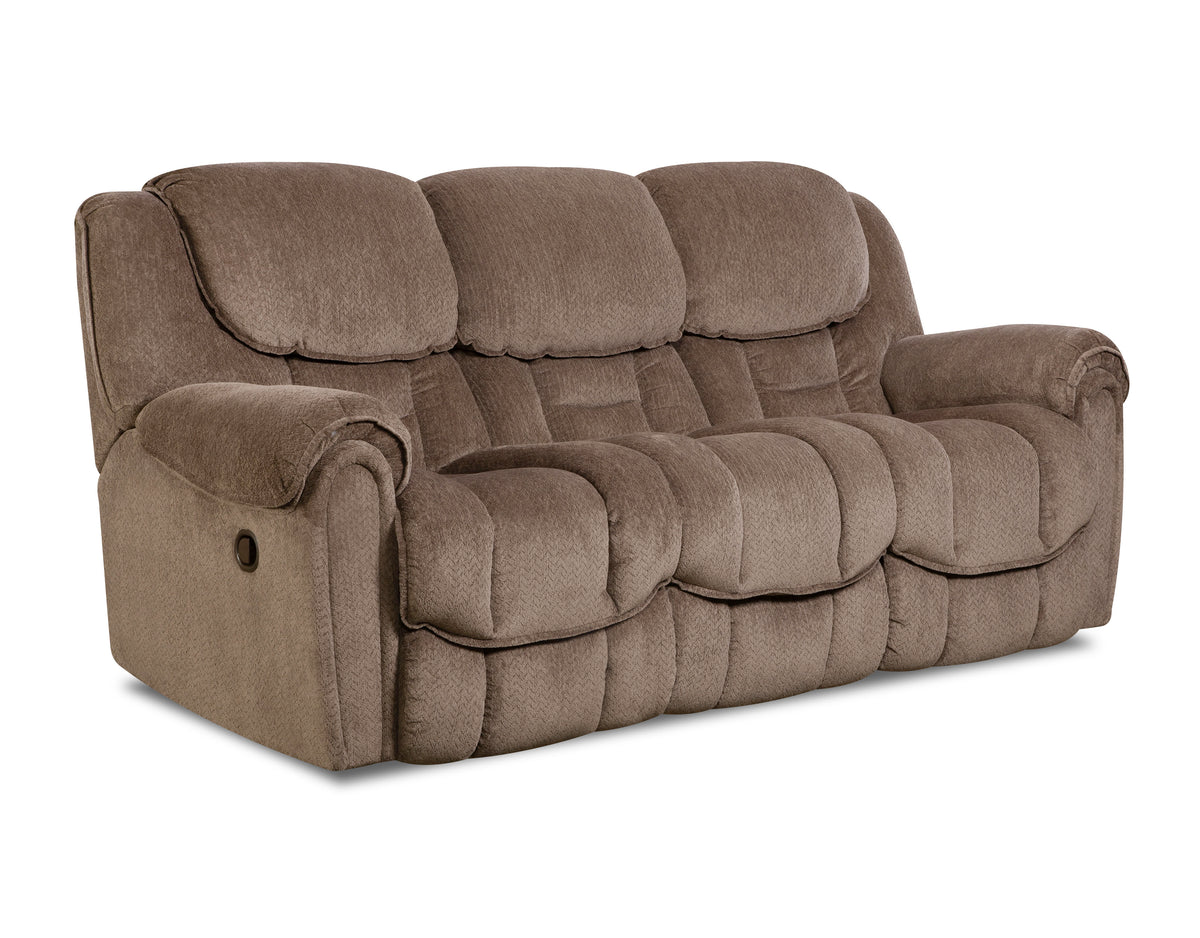 Brown reclining sofa on a white background