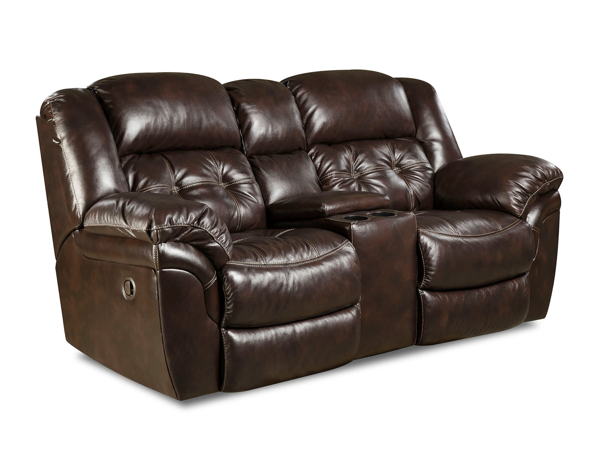 Brown leather reclining sofa on a white background