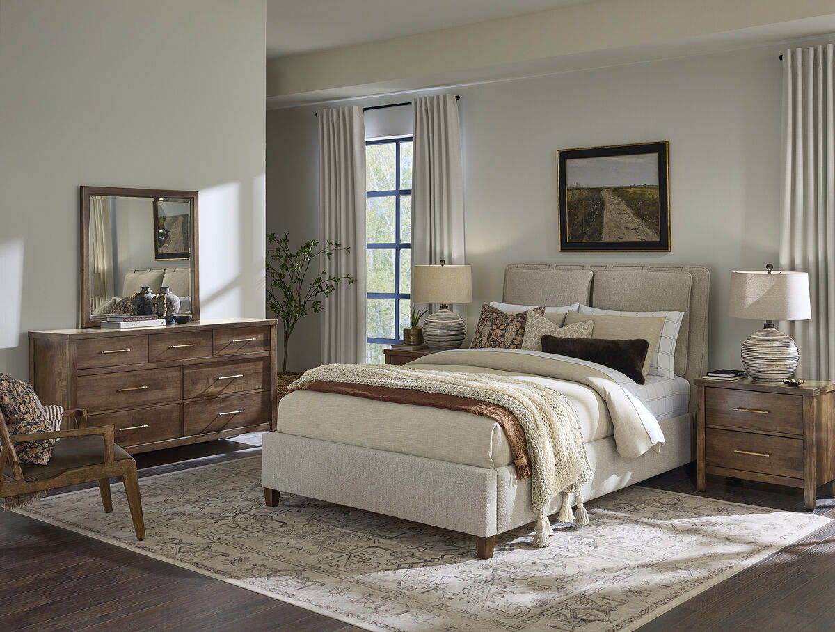 Pure Maple - Queen Upholstered Footboard - Sandstone / Maple Syrup