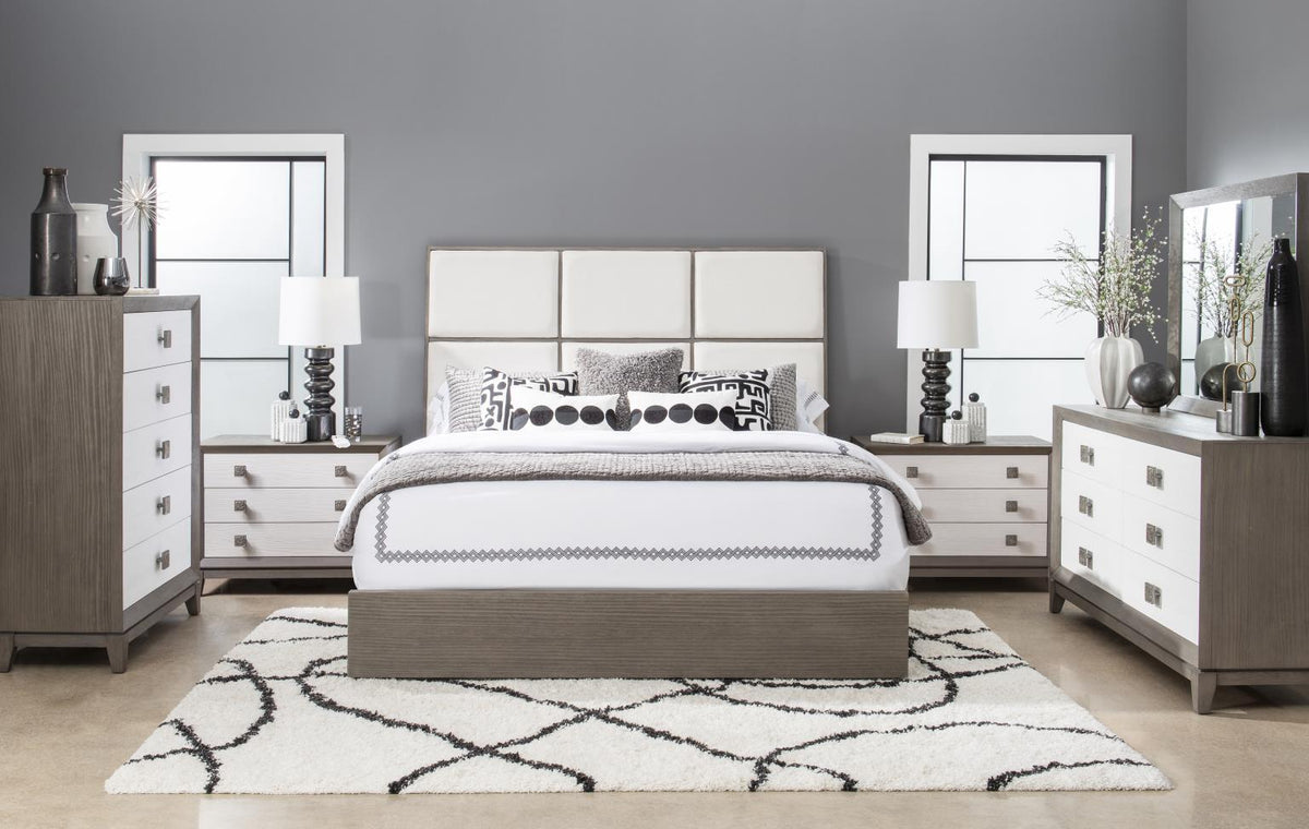 Terra Luna - Upholstered Headboard - Queen - White Cloud & Nightfall