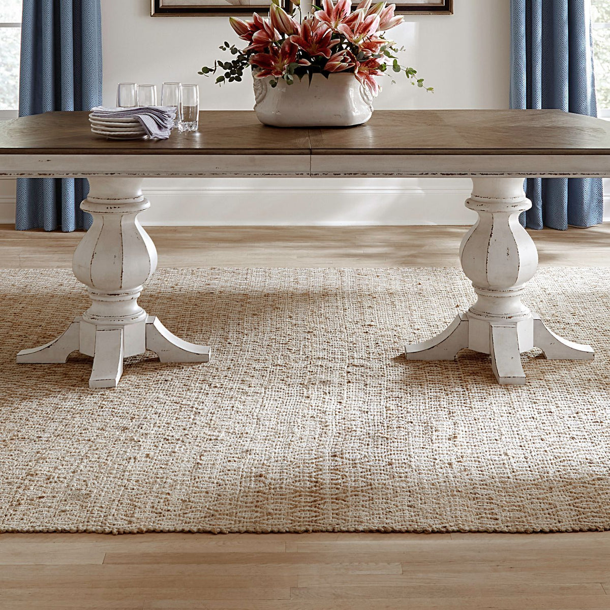 Magnolia Manor - Double Pedestal Table Base - Antique White