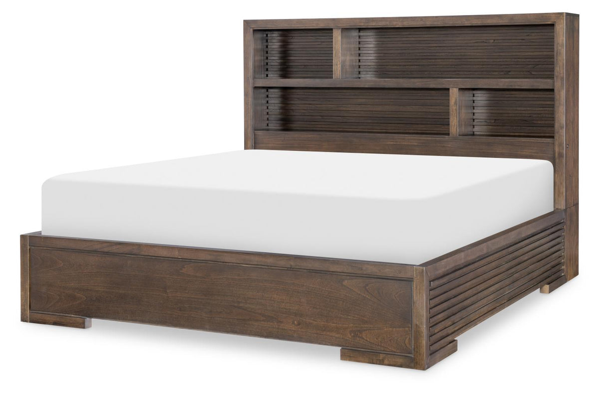 Architect - Bookcase Headboard Queen With LED Lights - Onyx