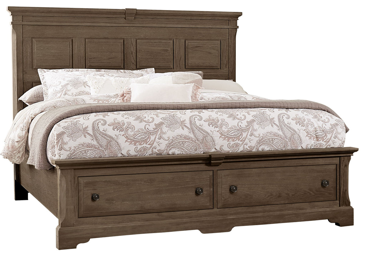 Heritage - King Mansion Bed Headboard - Cobblestone Oak