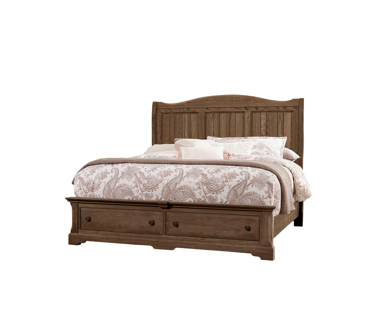 Heritage - Queen Sleigh Bed Headboard - Cobblestone Oak