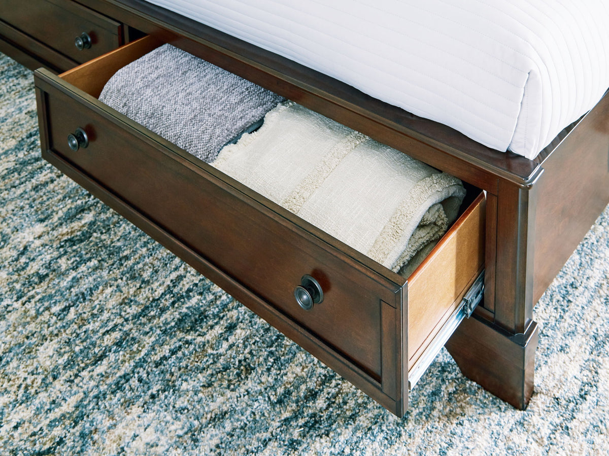 Trellington - Queen Sleigh Storage Bed - Brown