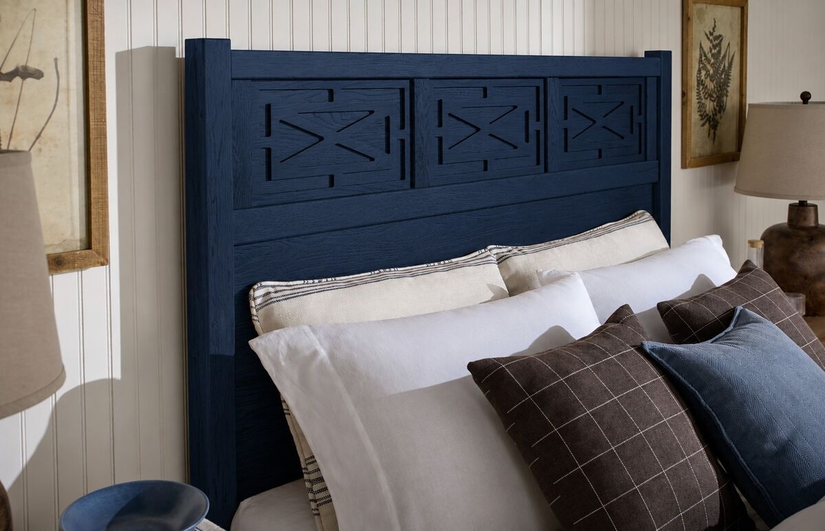 Tide & Timber - Fretwork Panel Headboard 6/6 - Luxe Blue Oak