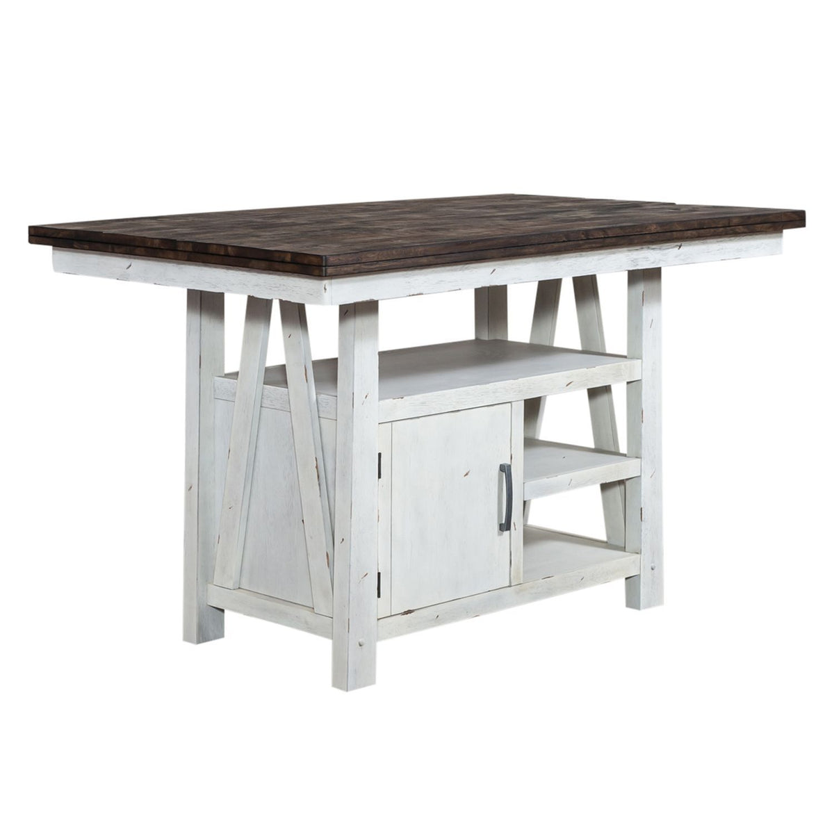 Farmhouse - 5 Piece Gathering Table Set - Two Tone White / Wood Tone