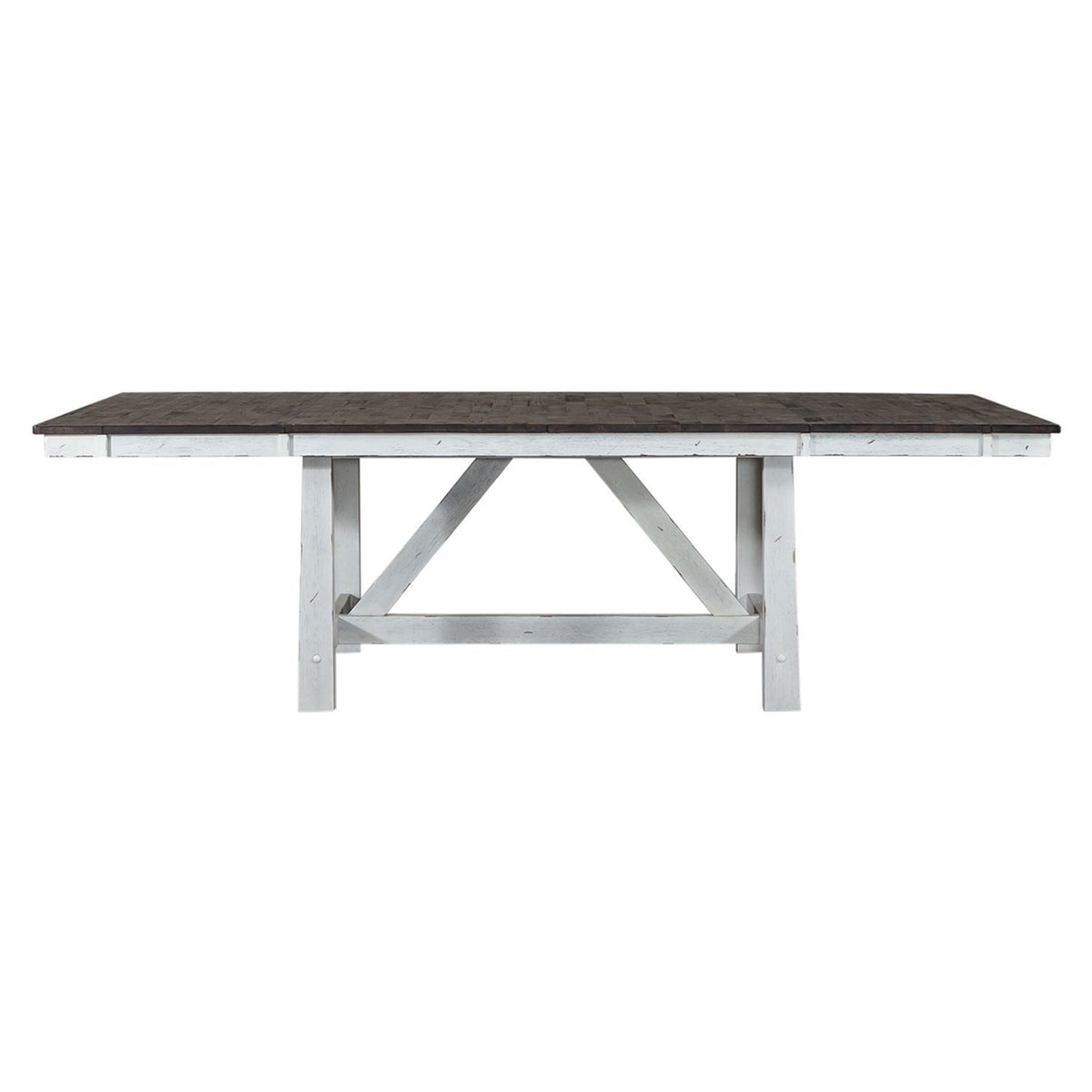 Farmhouse - Trestle Table - Two Tone White / Wood Tone