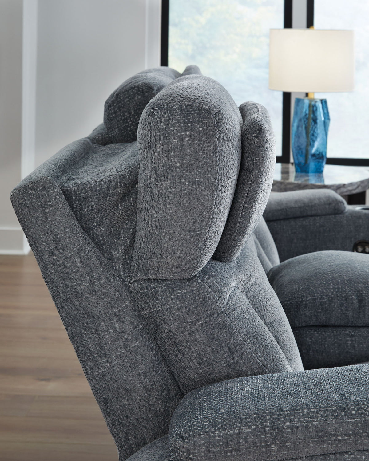 Studio Cave - Power Reclining Loveseat with Console - Steel