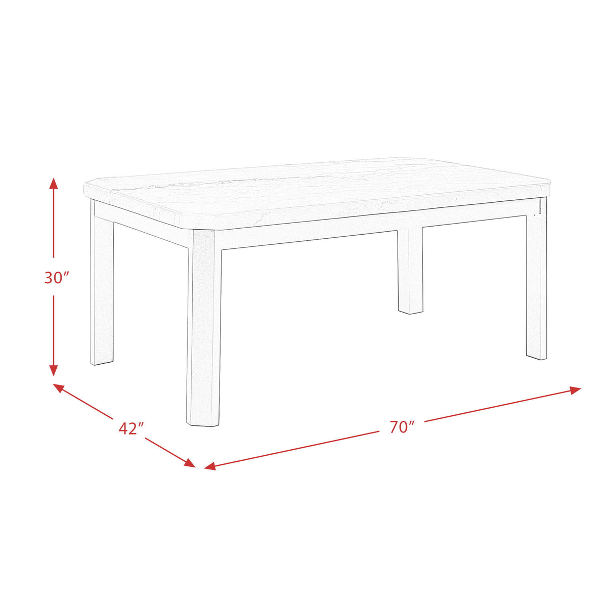 Francesca - Rectangular 5 Piece Gray PU Chairs Dining Set, Table & Four Chairs - Gray Marble