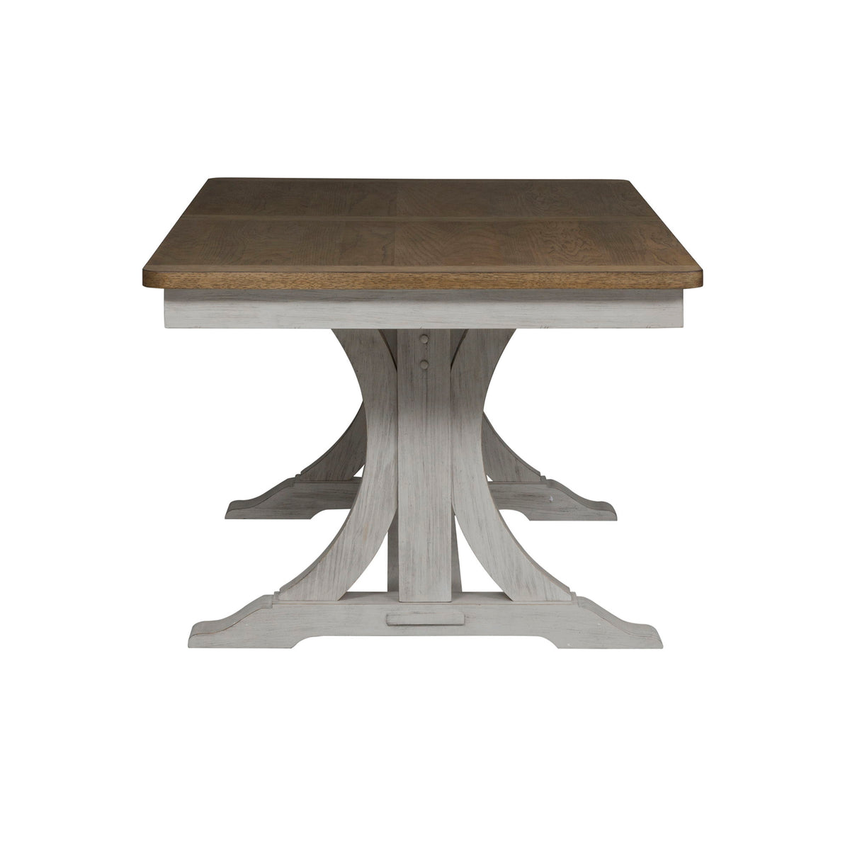 Farmhouse Reimagined - Trestle Table Base - Antique White / Chestnut Tops