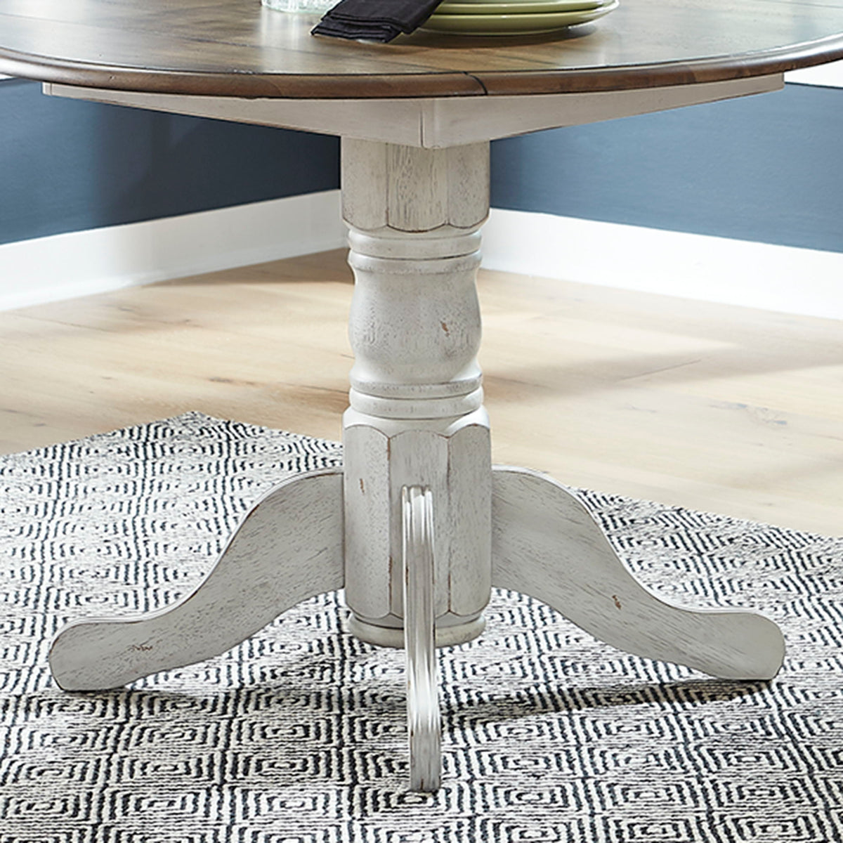 Carolina Crossing - Drop Leaf Table Base - White / Antique Honey