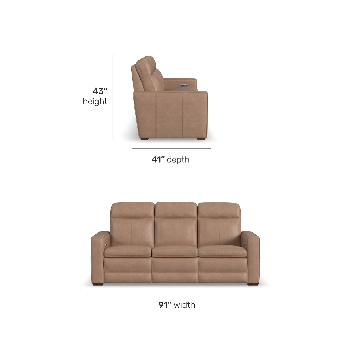Dutch - Power Reclining Sofa With Console, Power Headrest, & Lumbar