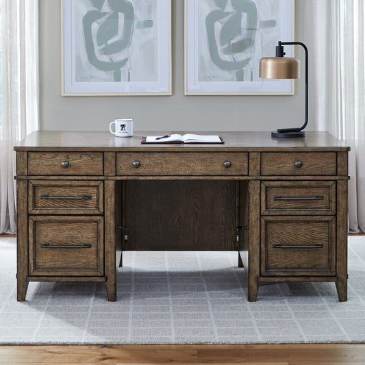 Carolina Park - Jr Executive Desk Base - Amber Brown
