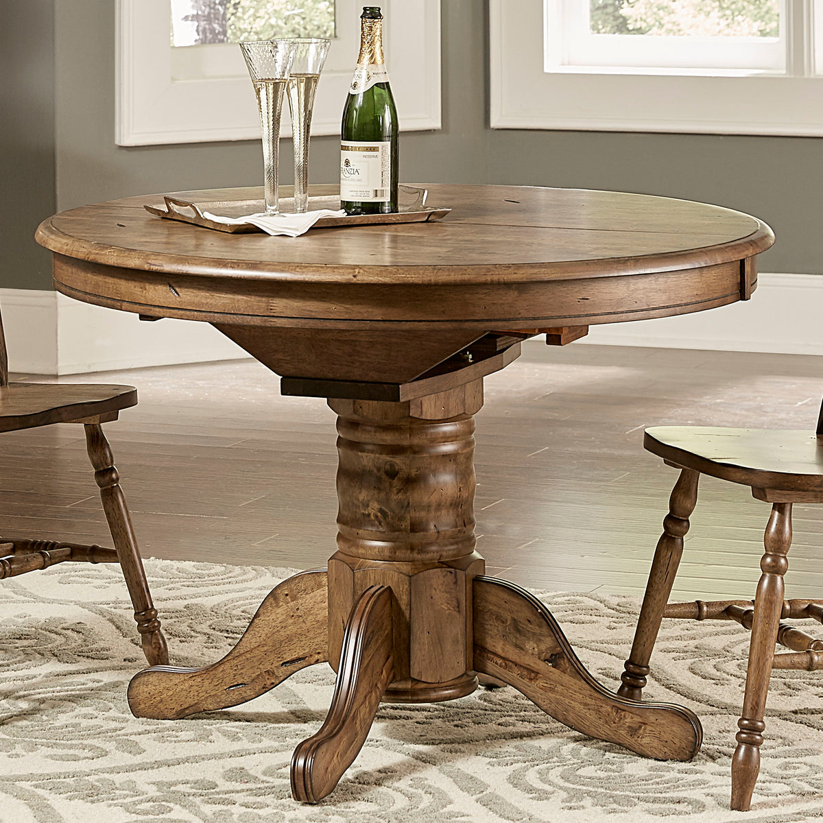 Carolina Crossing - Oval Pedestal Table Base - Antique Honey