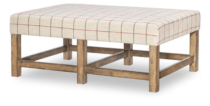 Vintage Market - Upholstered Ottoman Cocktail Table - Barnwood Oak