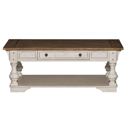 Morgan Creek - Cocktail Table - Antique White / Wirebrushed Tobacco Accents