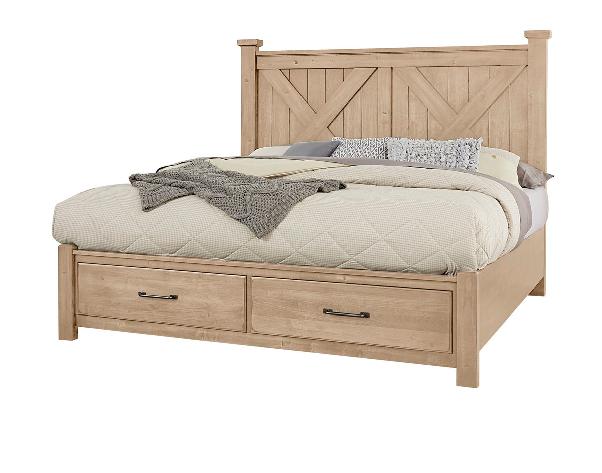Cool Rustic - X Bed With Footboard Storage - Clear Maple