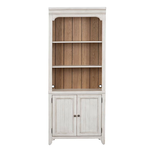 Farmhouse Reimagined - Bookcase - Antique White / Chestnut Tops
