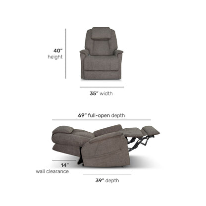 Zecliner Model 3+ Petite - Power Lift Recliner With Power Headrest, Lumbar, Heat & Massage