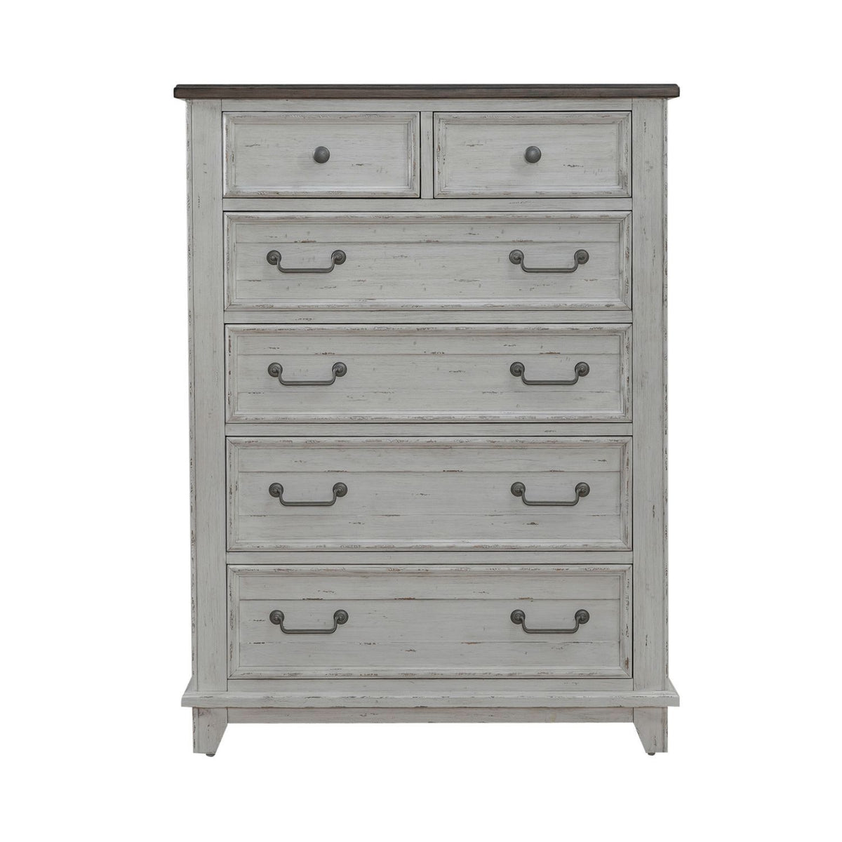 River Place - 6 Drawer Chest - Riverstone White & Tobacco