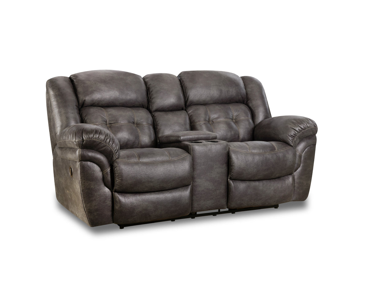 Brown leather reclining sofa on a white background
