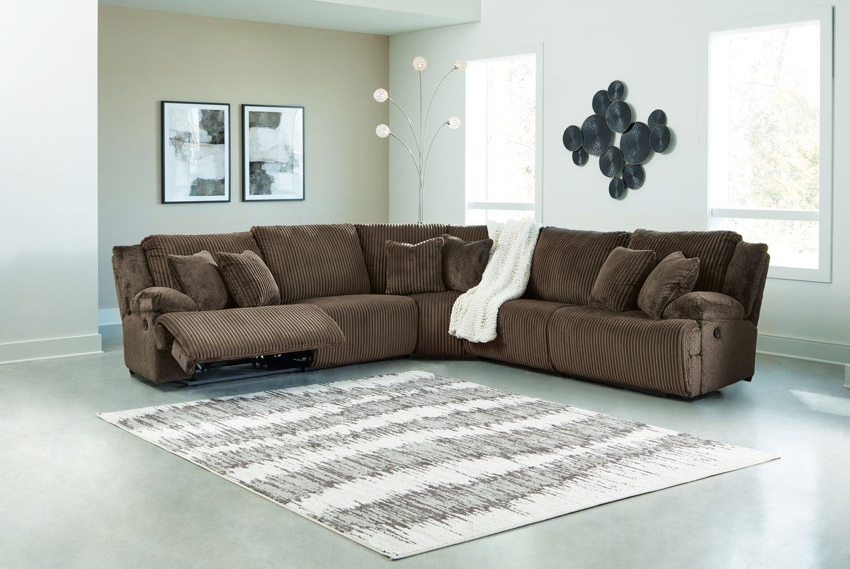 Top Tier - 5-Piece Reclining Sectional - Chocolate
