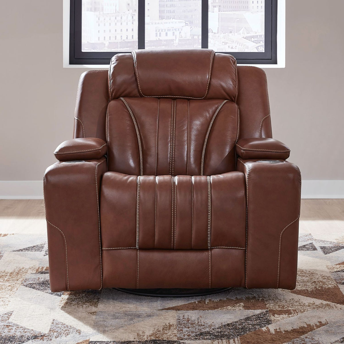Caswell - Swivel Glider Recliner P2 - Nature Chestnut