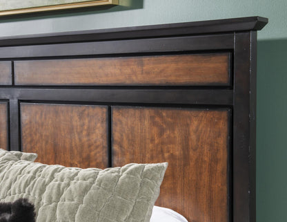Fenmore - Complete Queen Panel Bed - Mocha And Distressed Cherry