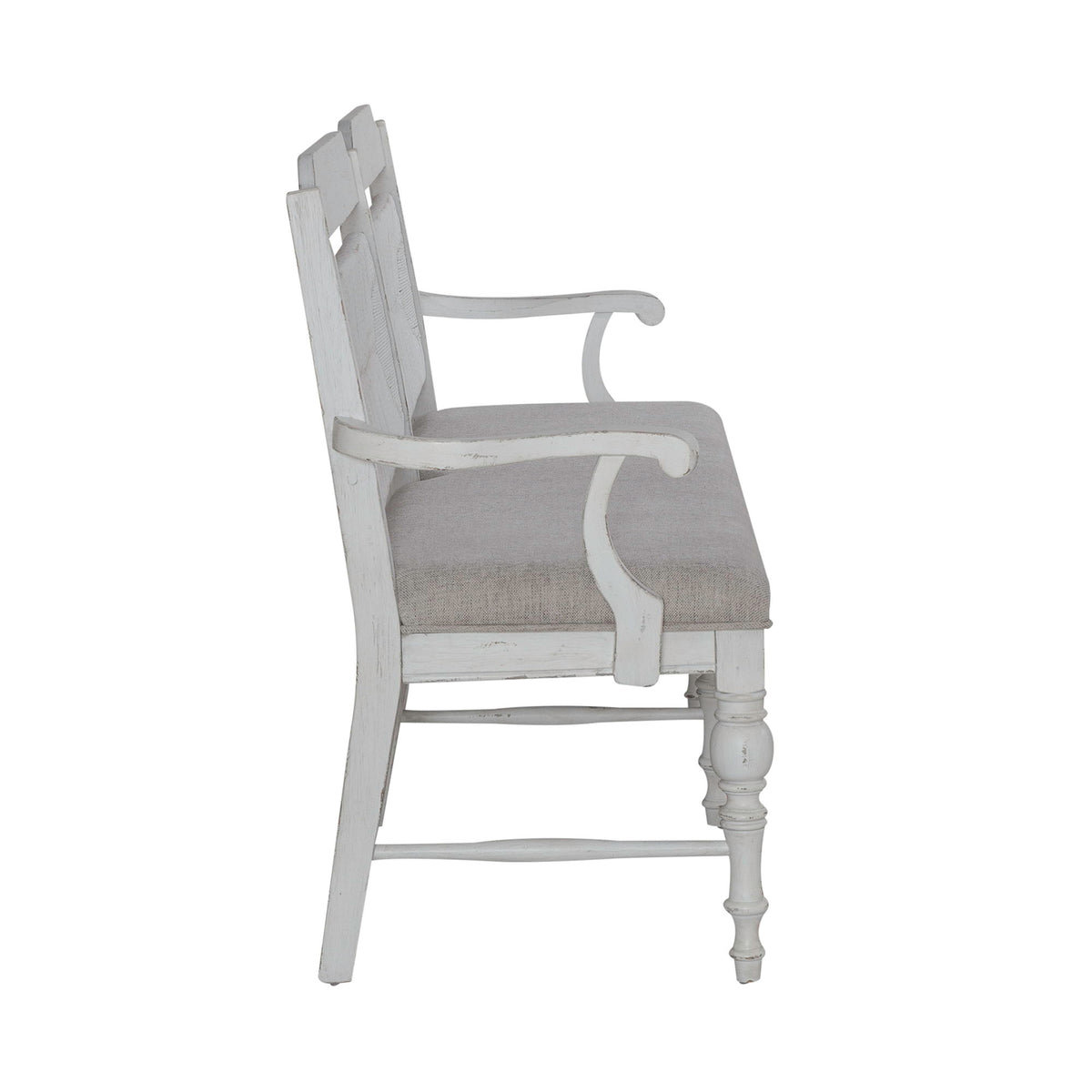 River Place - Panel Back Bench - Riverstone White & Tobacco