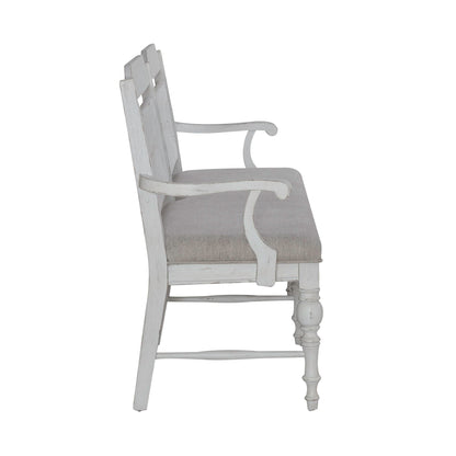 River Place - Panel Back Bench - Riverstone White & Tobacco