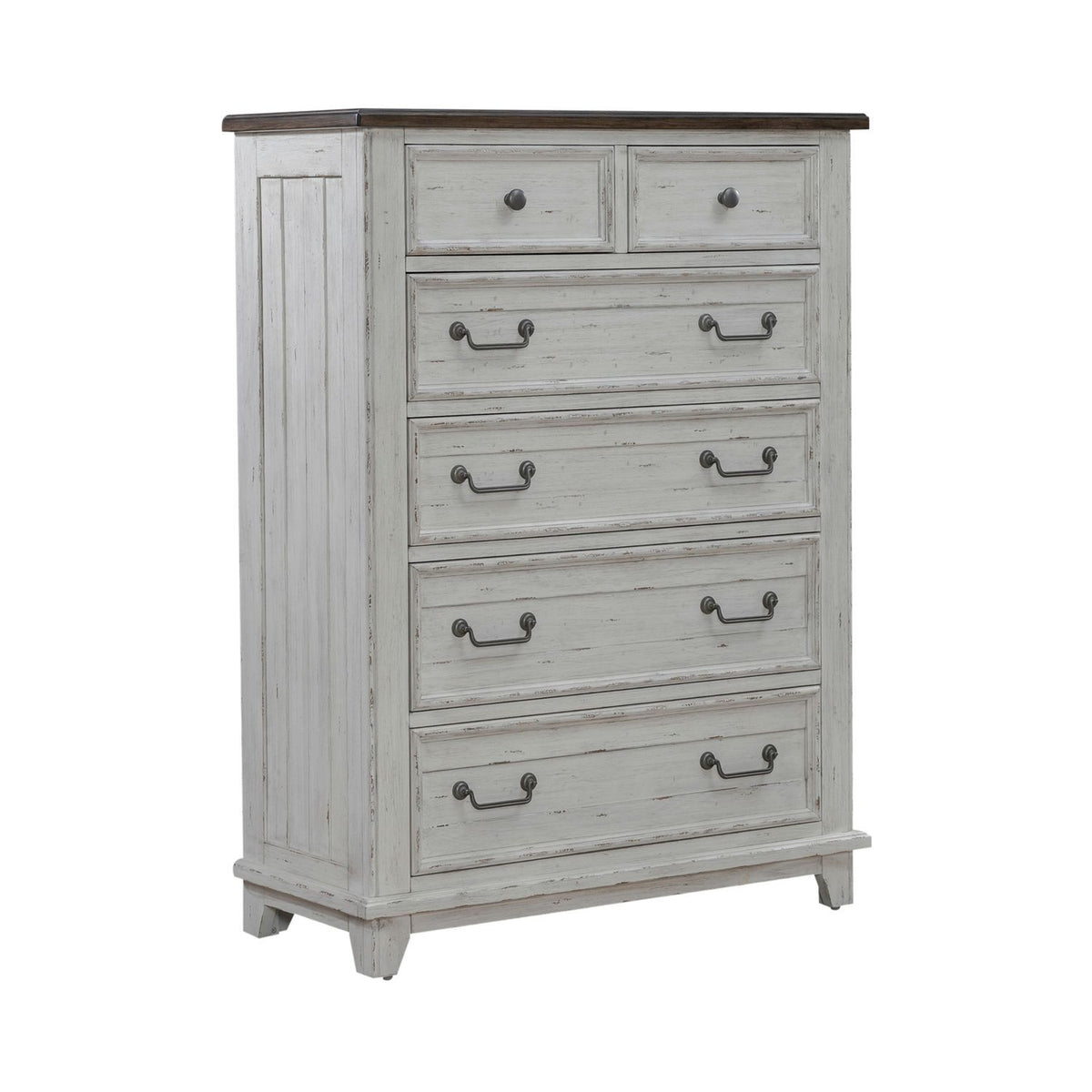 River Place - 6 Drawer Chest - Riverstone White & Tobacco
