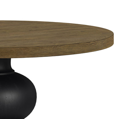 Heritage - 5 Piece Standard Height Dining Set (Round Table And Four Oak Brown Chairs) - Oak Brown And Black