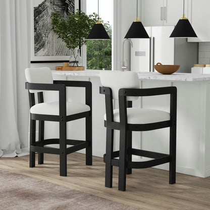 Portland - Arm Barstool (Set of 2) - Black / White