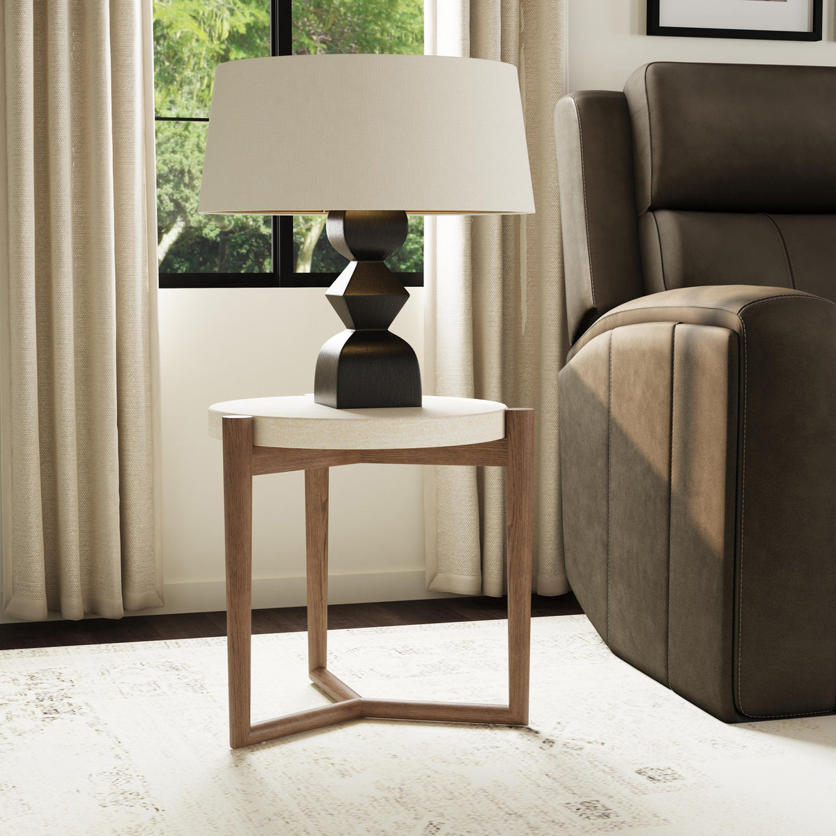Verona - Accent Table - Beige / Dark Brown