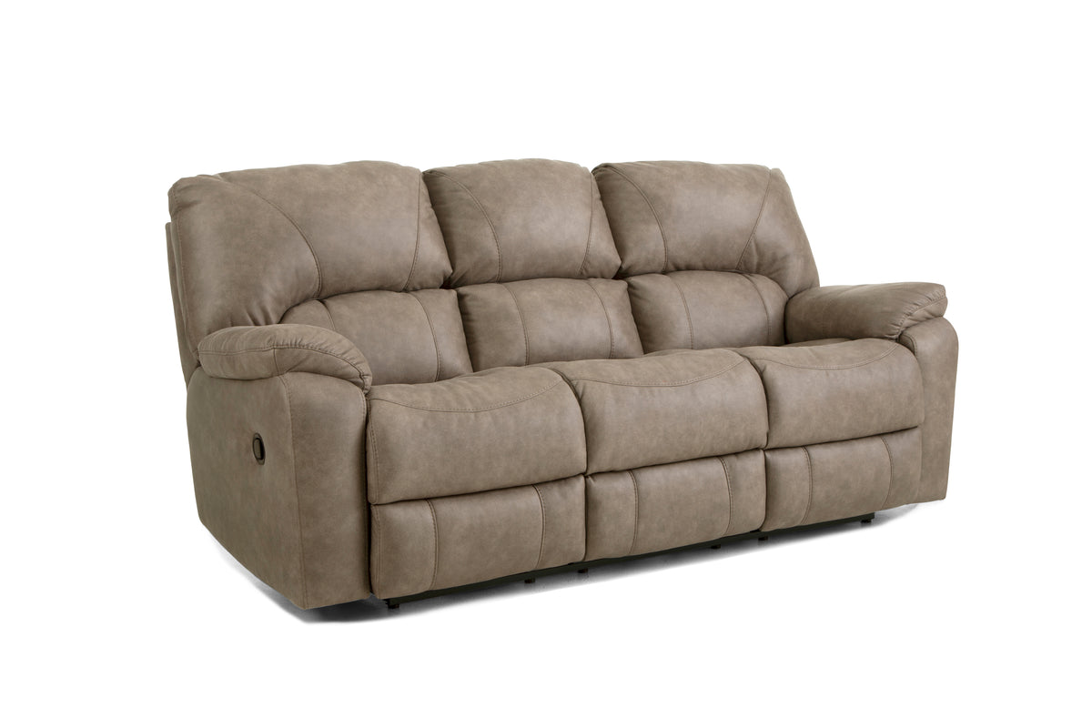 Brown reclining sofa on a white background