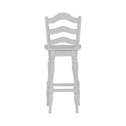 Magnolia Manor - Ladderback Swivel Bar Stool - Antique White