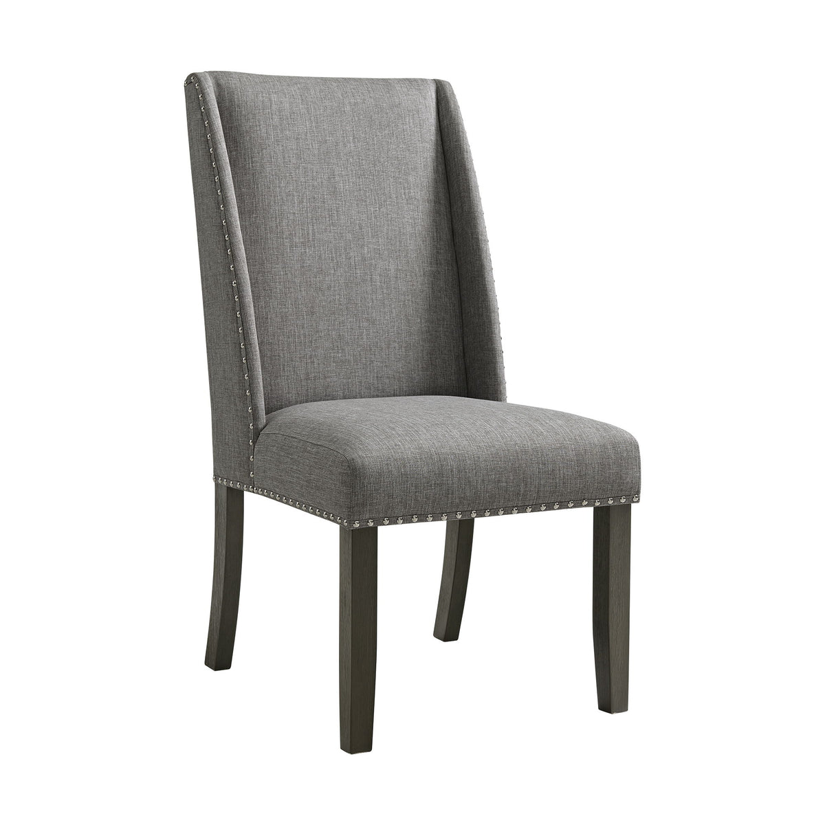 Everdeen - Side Chair With Gray Fabric and Nail Heads (Set of 2) - Charcoal