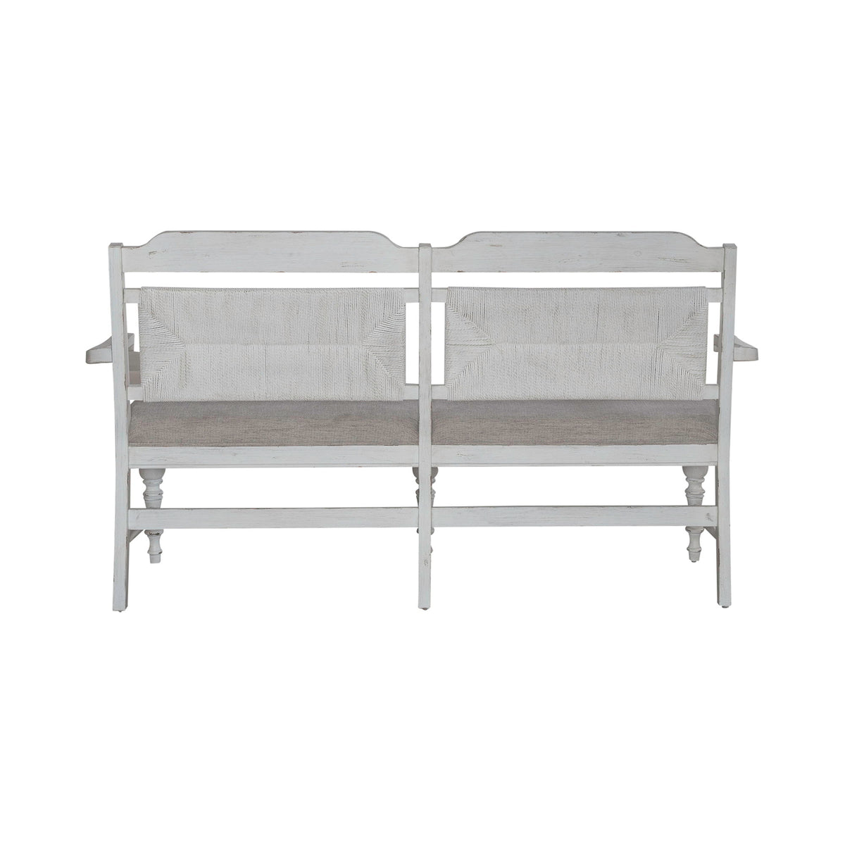 River Place - Panel Back Bench - Riverstone White & Tobacco