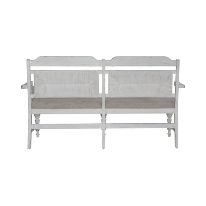 River Place - Panel Back Bench - Riverstone White & Tobacco