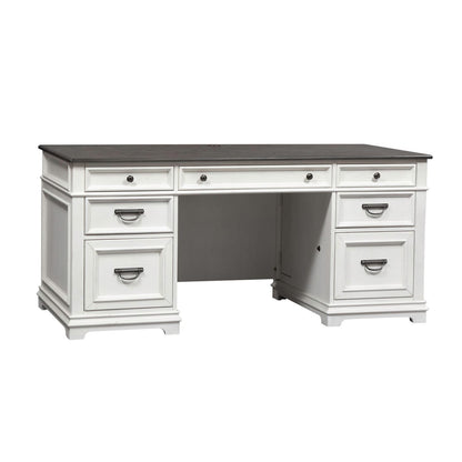 Allyson Park - Credenza - Wirebrushed White / Charcoal