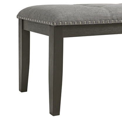 Everdeen - Bench With Gray Fabric and Nail Heads - Charcoal