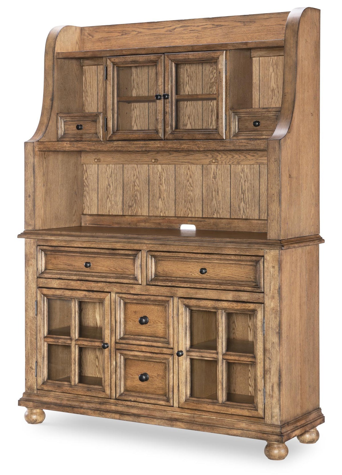 Vintage Market - Complete Hutch And Server - Barnwood Oak