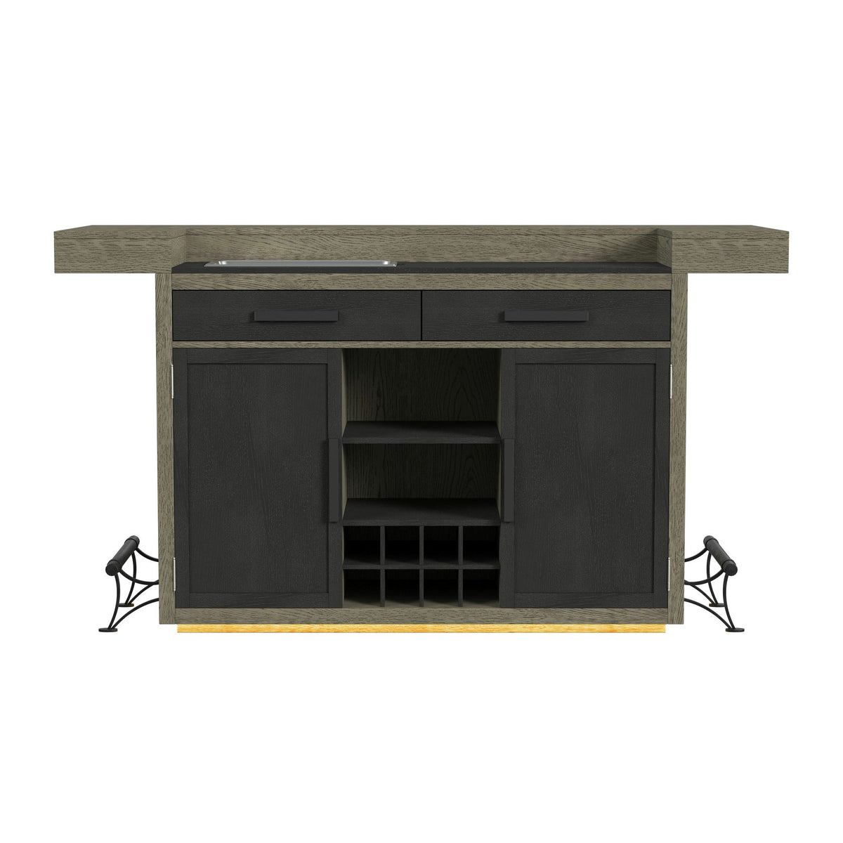 Jemma - Bar Table With Light - Gray And Dark Espresso