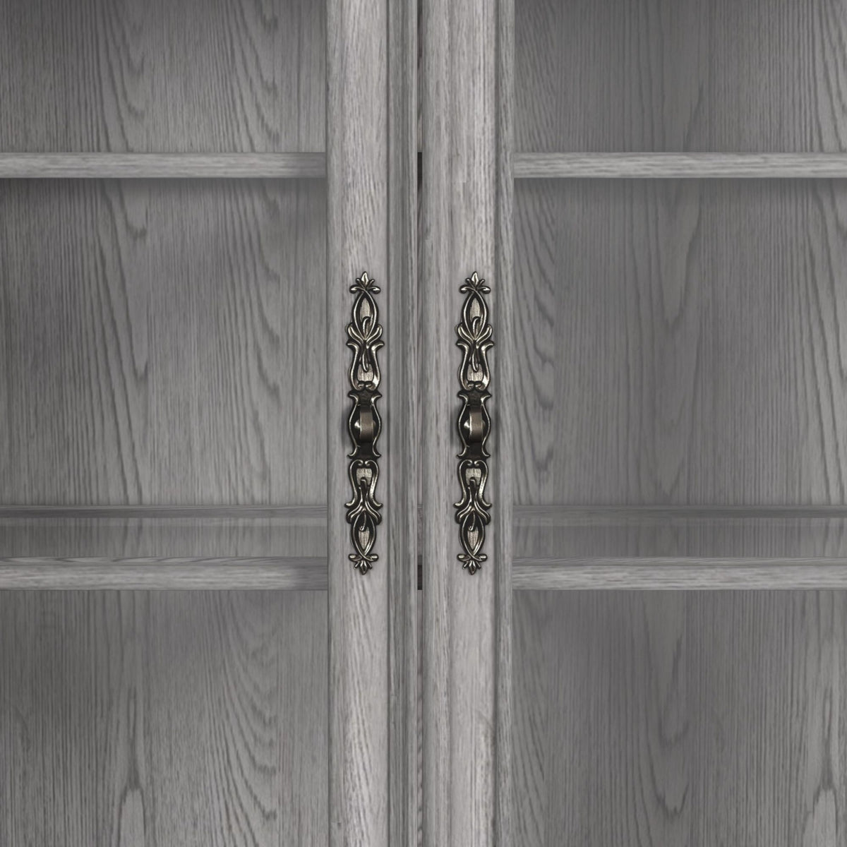 Glenmore - Curio Top With 2 LED Lights - Aged Gray
