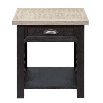 Heatherbrook - Drawer End Table - Charcoal & Ash
