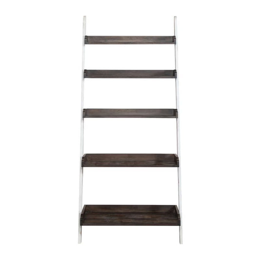 Farmhouse - Leaning Bookcase - Two Tone White / Wood Tone