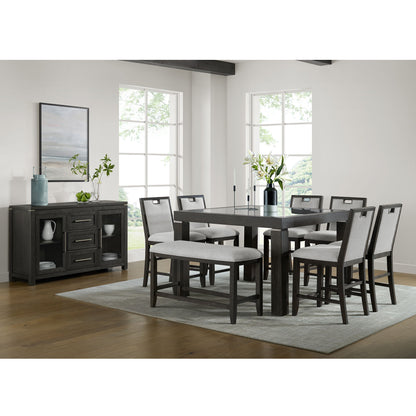 Elodie - Counter Table With Glass - Charcoal