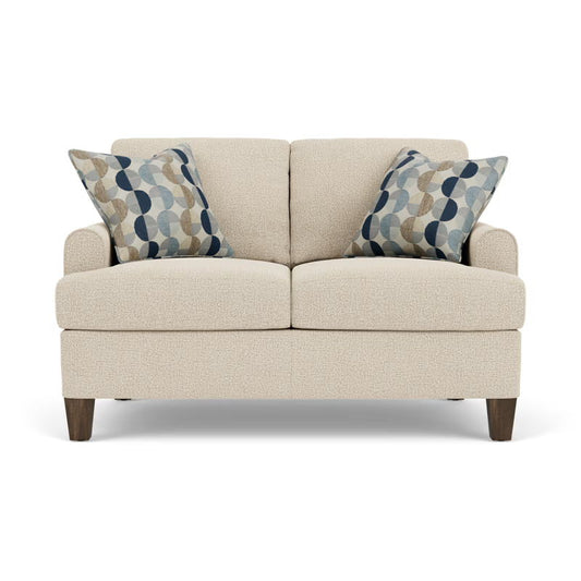 Moxy - Fabric Loveseat, T-Shaped Seat Cushion, Rounded Mailbox Arms
